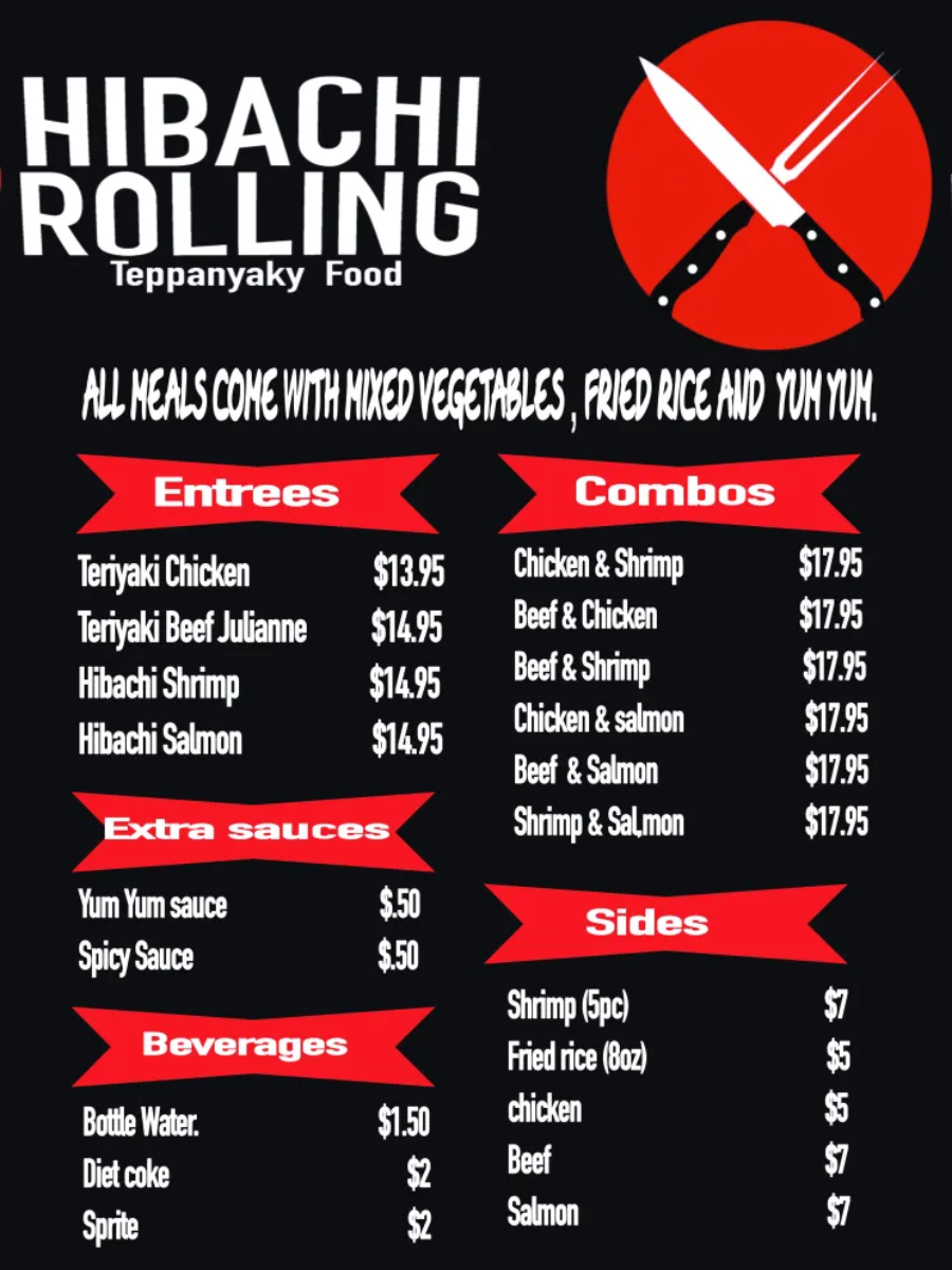 Hibachi Rolling Menu – Boom Island Brewing